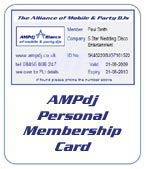 Personal AMPdj Membership card
